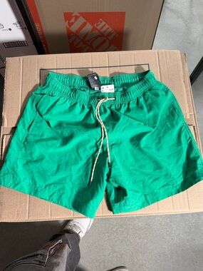 H&M Bright Green Men's Swim Trunks with Drawstring